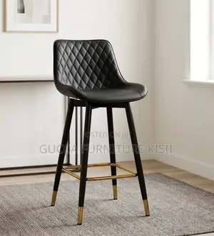 Black Executive Swivel Leather Barstool