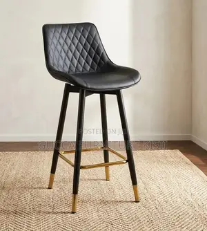 Black Executive Swivel Leather Barstool