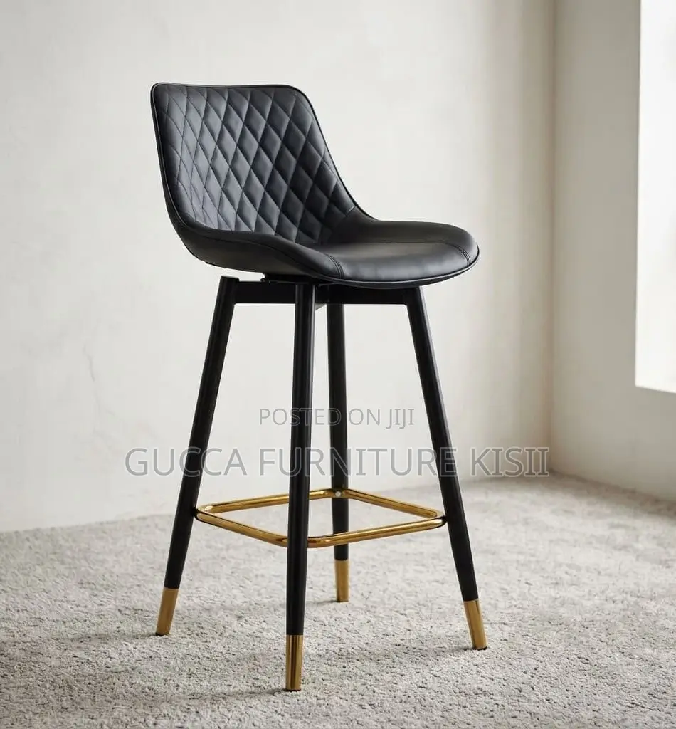 Black Executive Swivel Leather Barstool