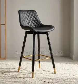 Black Executive Swivel Leather Barstool