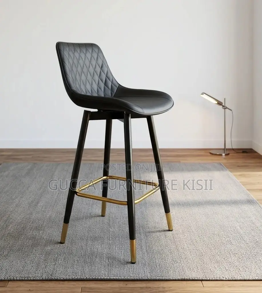Black Executive Swivel Leather Barstool