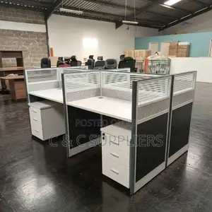 4-Seater Gray Workstation Desk.