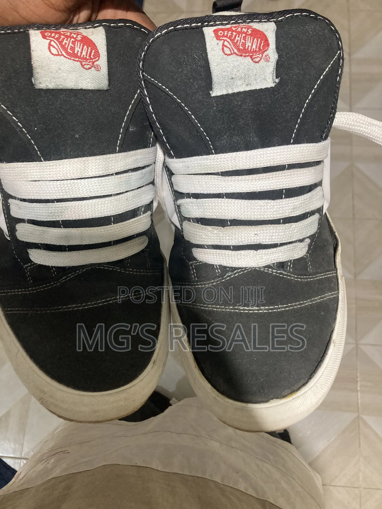 Original Vans Skate Shoes - Black/White (Fat Laces)