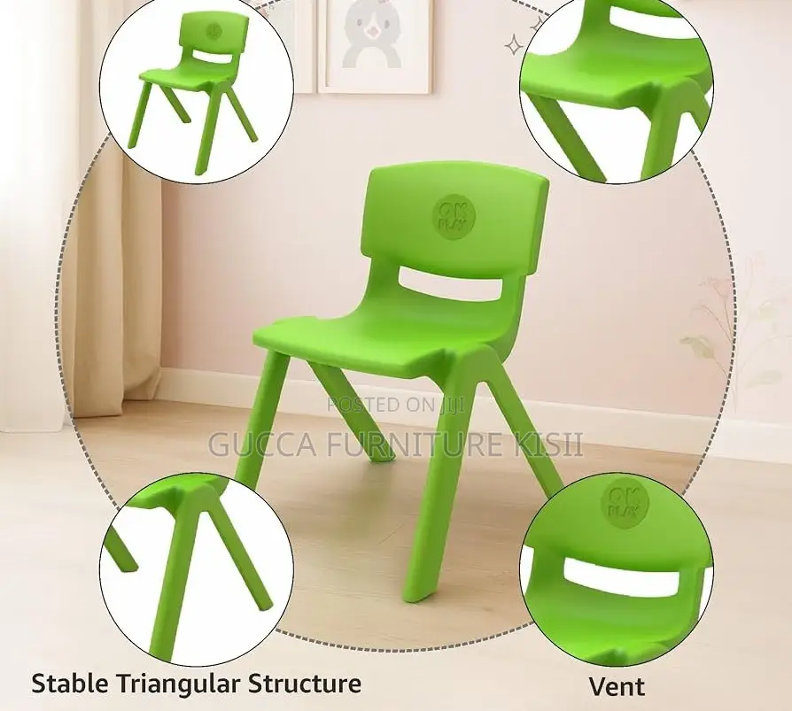Green Stackable Kindergarten Plastic Green Low Back Chair