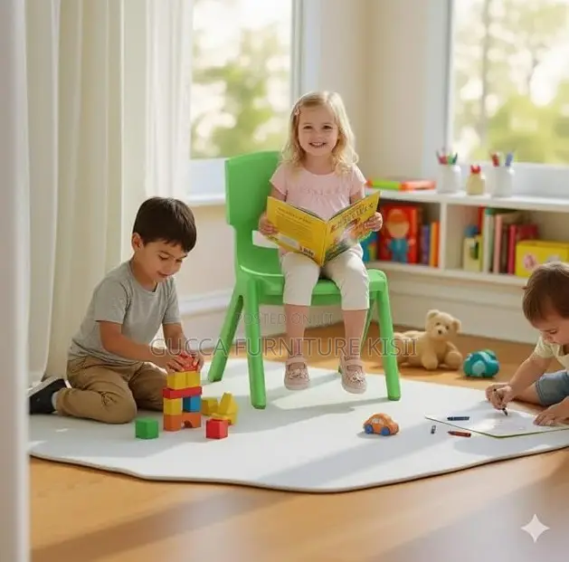 Green Stackable Kindergarten Plastic Green Low Back Chair
