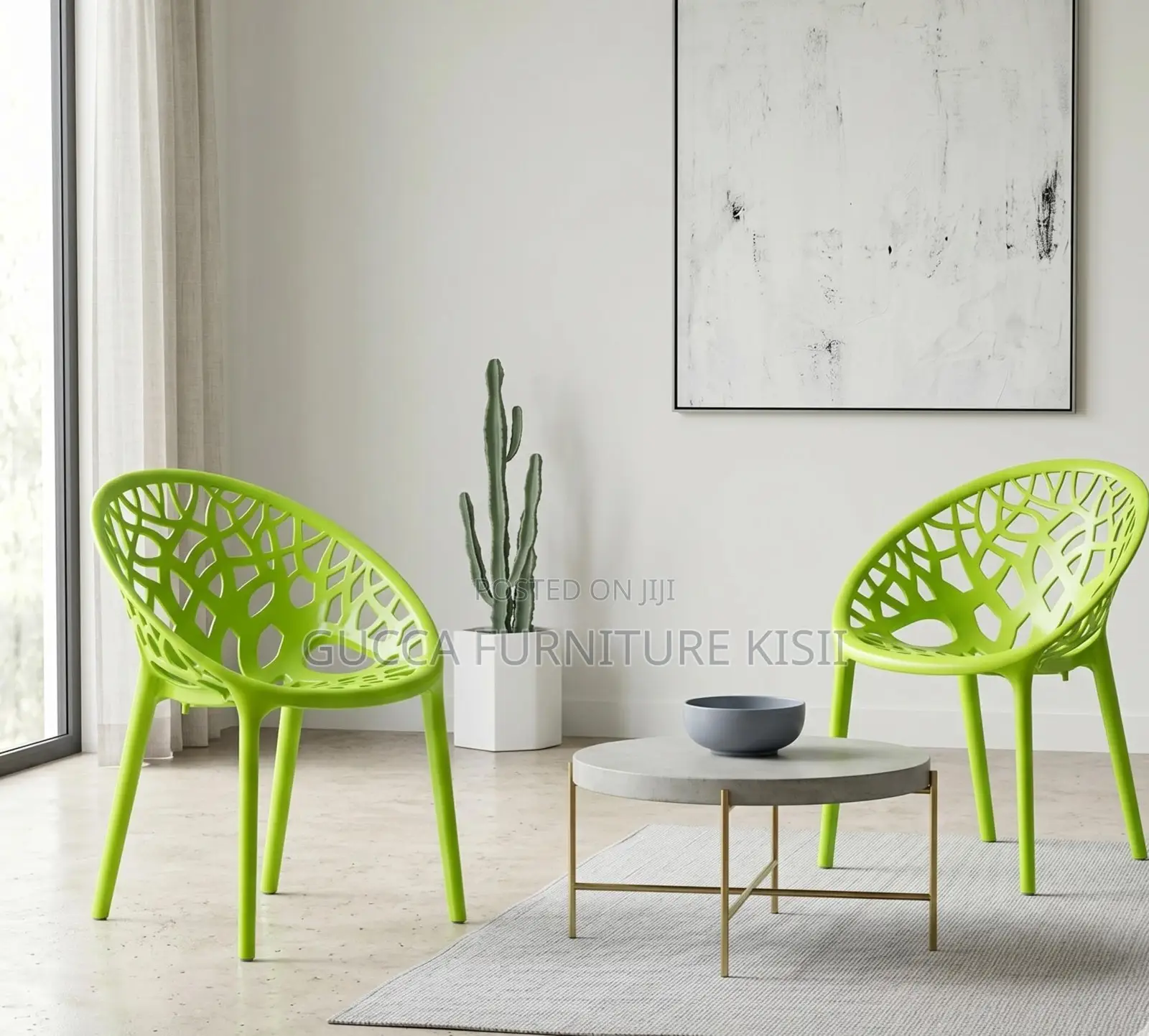 Patio Cafeteria Green Stackable Plastic Chair