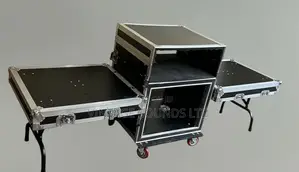 Heavy-Duty 10U DJ Workstation Rack With Dual Fold-Out Tables
