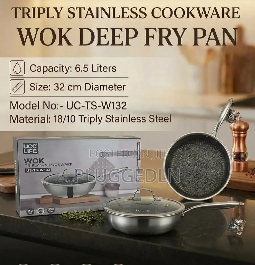 Redberry 32Cm Stainless Cookware Wok Deep Fry Pan