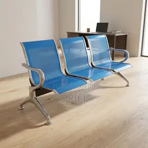 Office Bench : Blue Reception Furniture Bench for Three People
