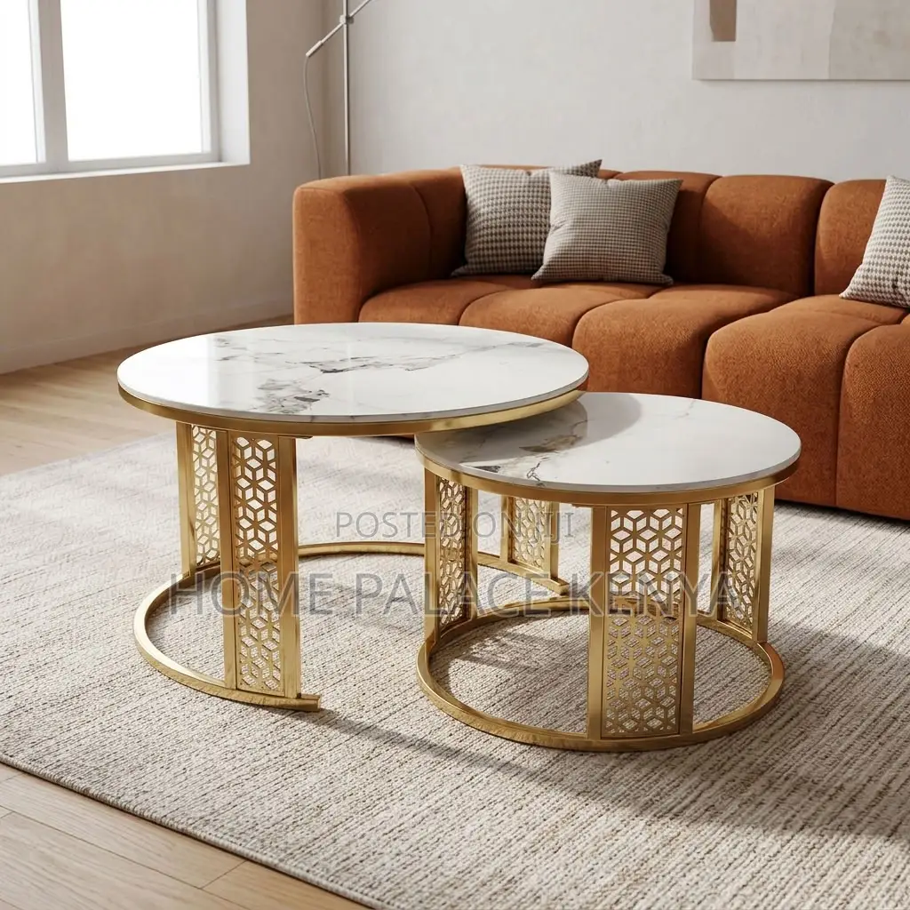 Coffee Table; Large Marble Coffee Table Set
