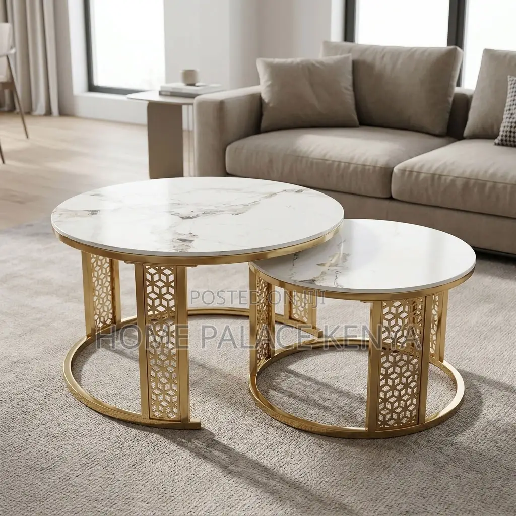 Coffee Table; Large Marble Coffee Table Set