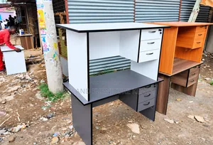 Modern White and Black Office Desk With Drawers