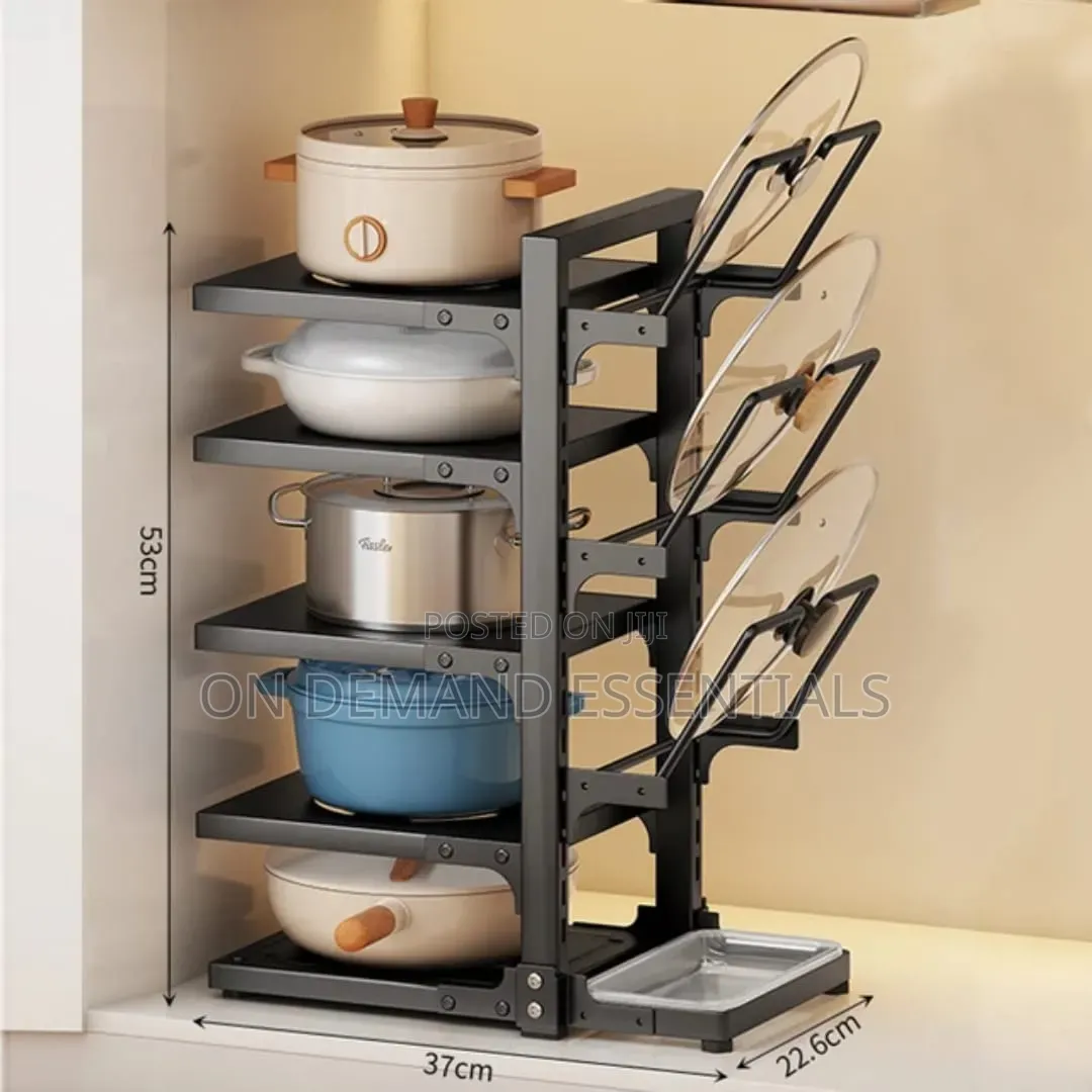Heavy Duty 5-Tier Cookware and Pot Lid Organizer Rack