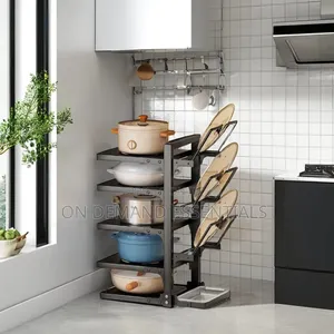 Heavy Duty 5-Tier Cookware and Pot Lid Organizer Rack