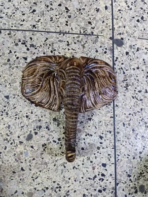 Hand Carved Elephant Head Wall Decor / Elephant Decor Wood Art