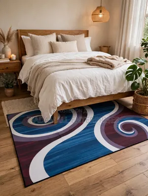 3D Carpet 7 by 10 - Blue White Swirl - Large - New