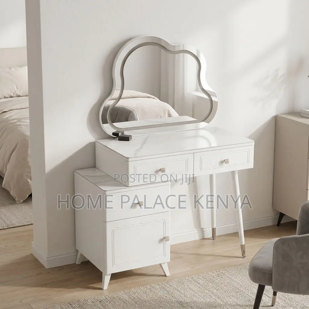 Vanity Set; White LED Mirrored Vanity Makeup Set