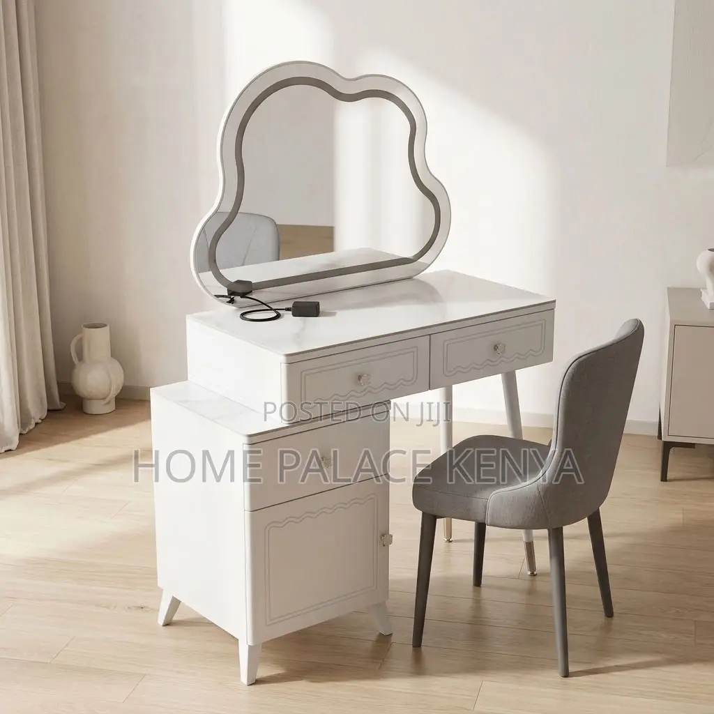 Vanity Set; White LED Mirrored Vanity Makeup Set