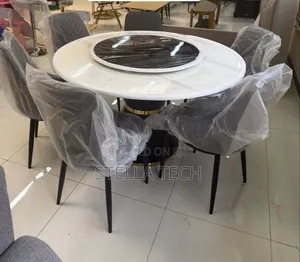 DTC1304-2 Luxury Round Dining Table Set (6-Seater) —