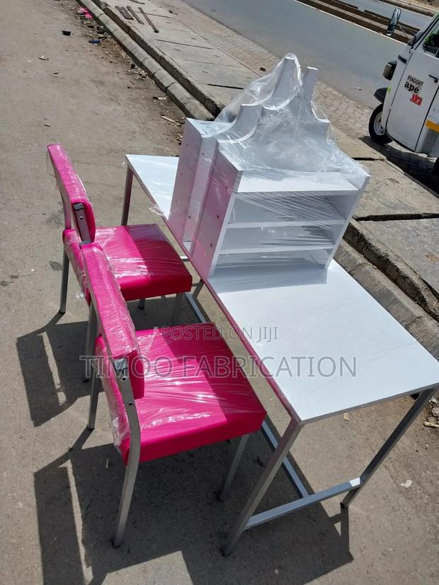 Manicure Set of Nail Table With Shelf and Chairs