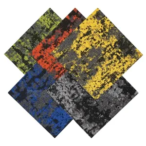 Red and Charcoal Patterned Carpet Tiles for Workspaces