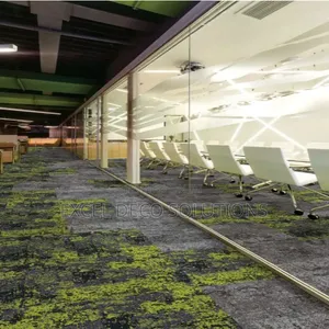 Red and Charcoal Patterned Carpet Tiles for Workspaces