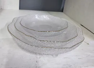 3 PCS Crystal Glass Gold Edge Ripped