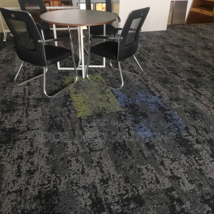 Blue and Charcoal Carpet Tiles for Office Interiors