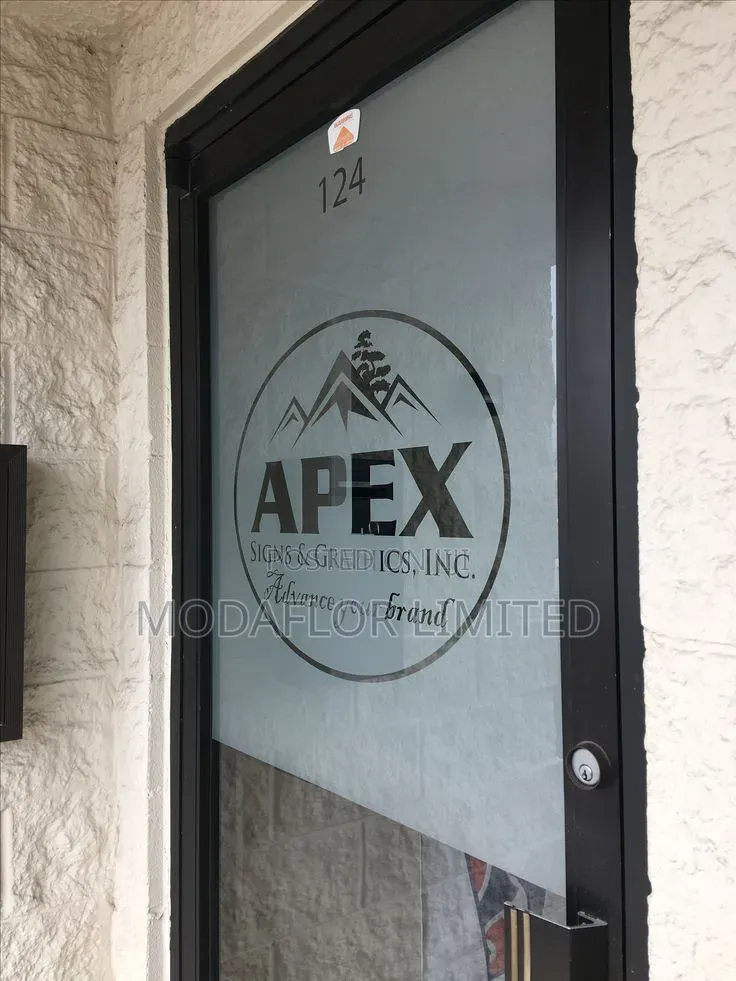Branded Frosted Window Film for Corporate Offices