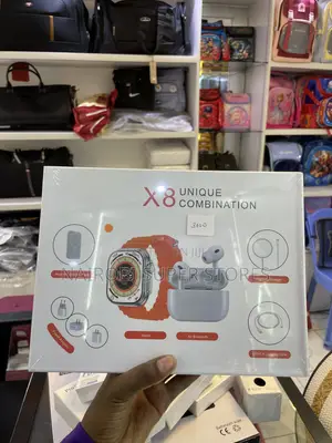 X8 Smart Watch, Wireless Bluetooth Earbuds & Accessories 8-in-1 Combo