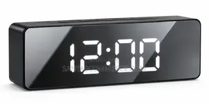 DS-3821L Digital LED Mirror Clock – Alarm Clock Display Reflective