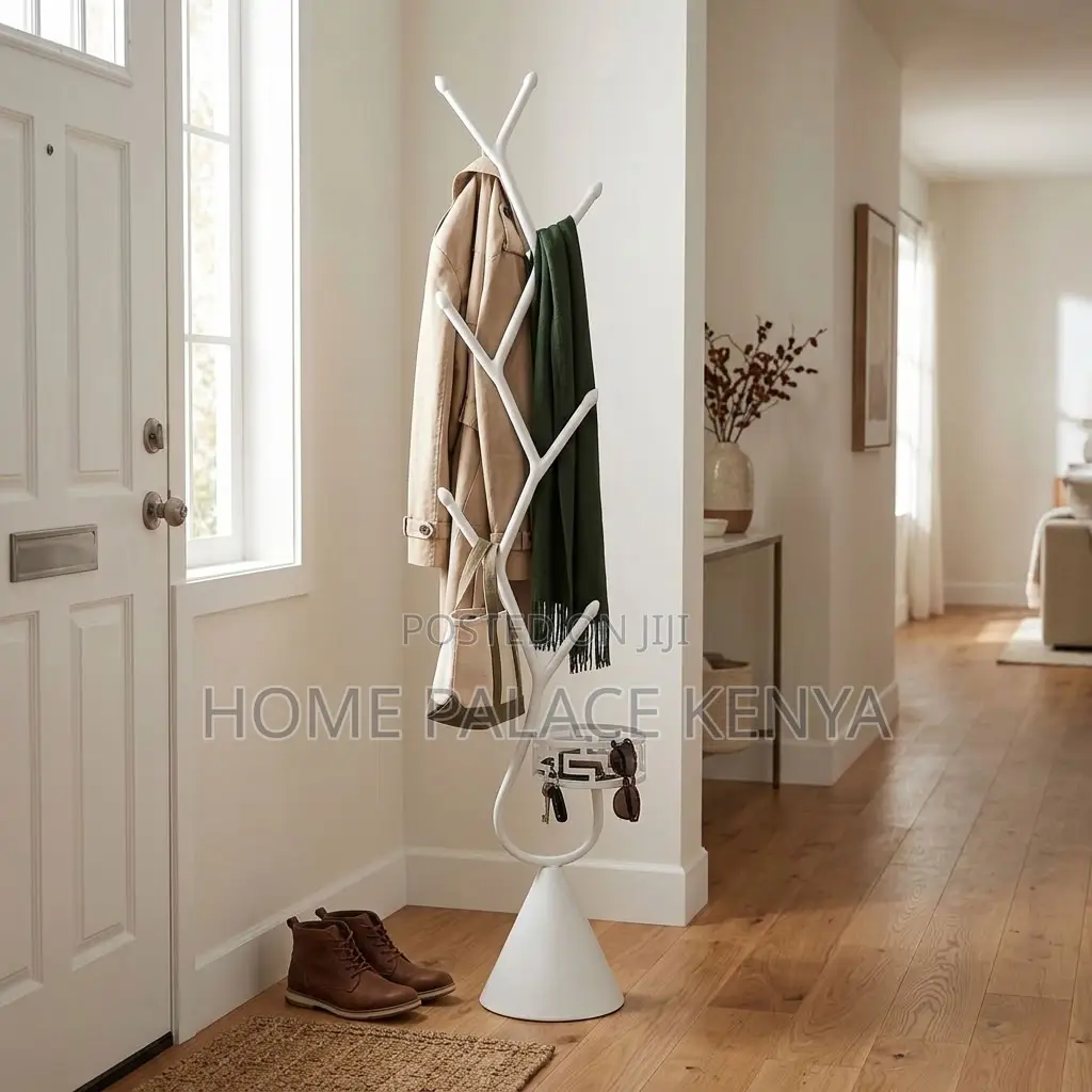 Coat Hanger; White Metallic Coat & Bag Hanger