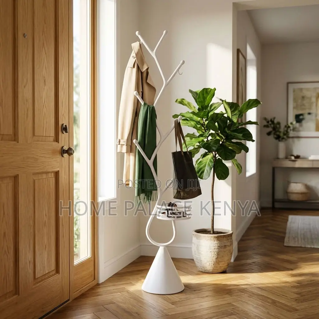 Coat Hanger; White Metallic Coat & Bag Hanger