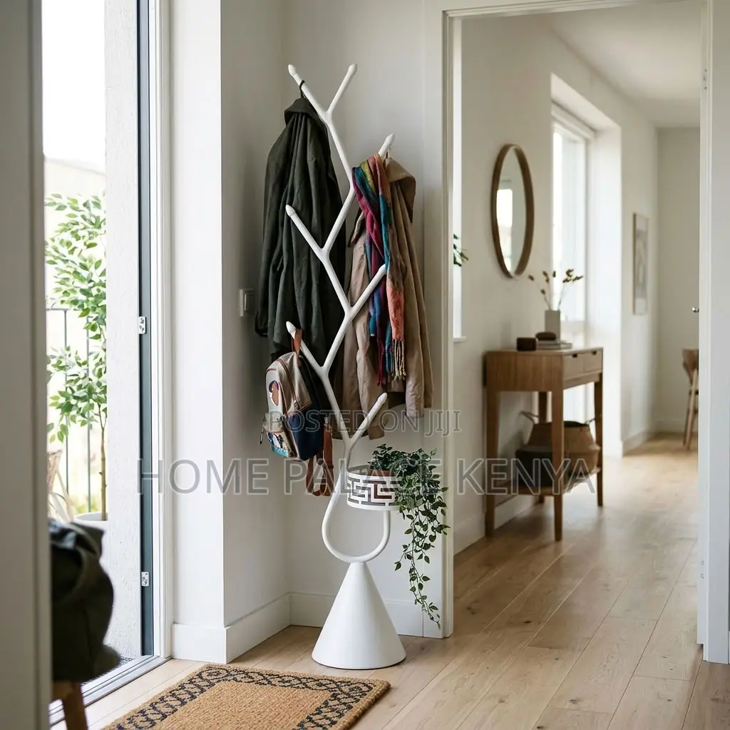 Coat Hanger; White Metallic Coat & Bag Hanger