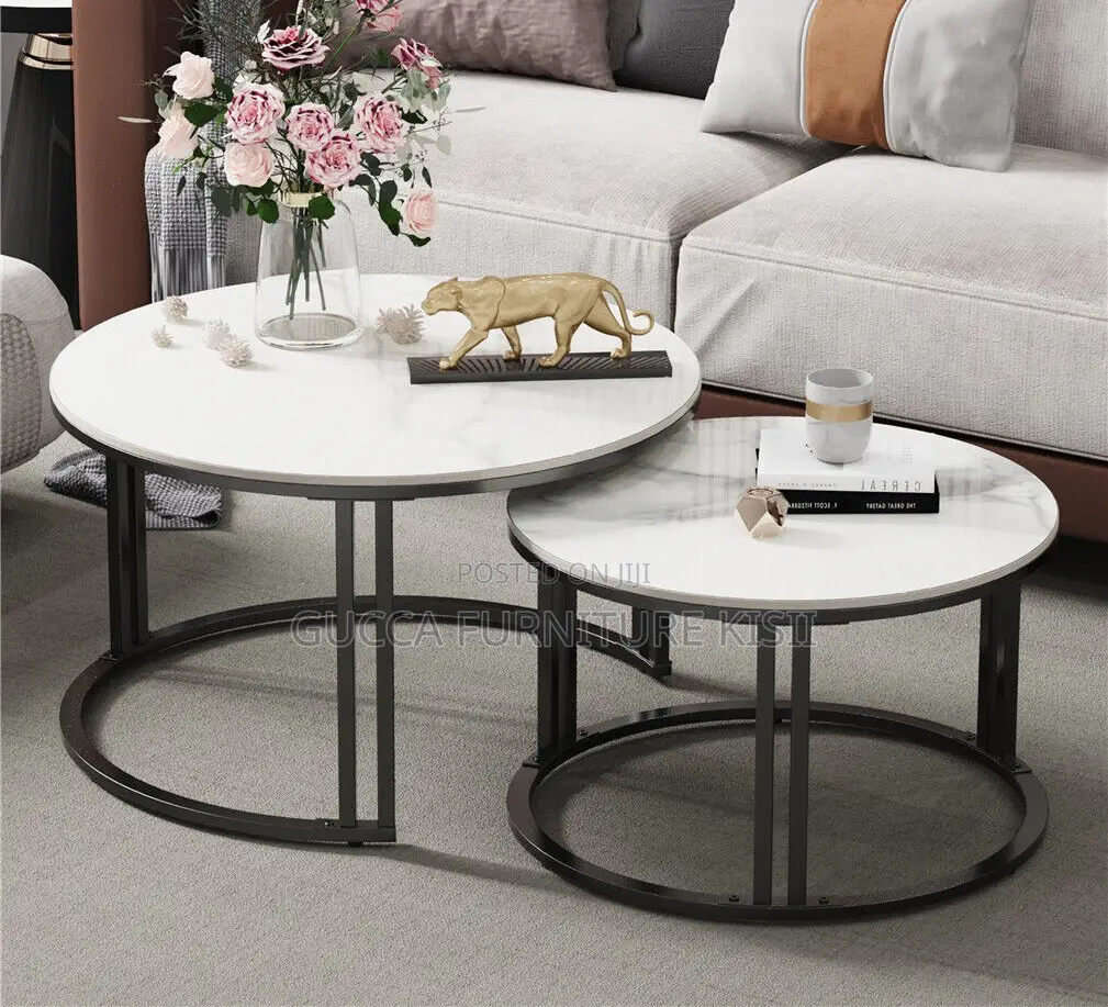 Twin Marble Nesting Living Room Coffee Table