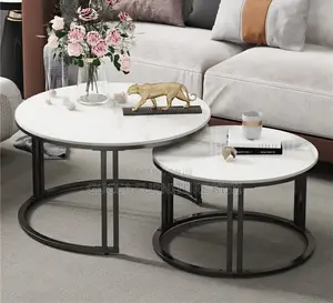 Twin Marble Nesting Living Room Coffee Table