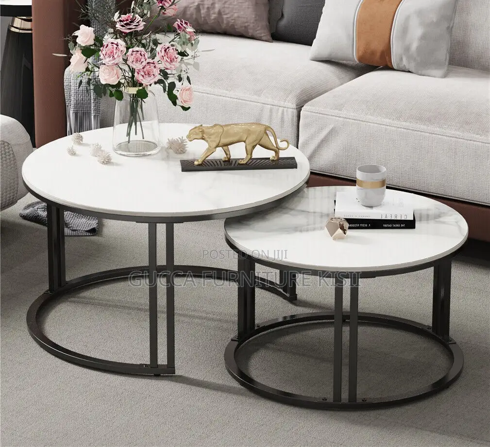 Twin Marble Nesting Living Room Coffee Table