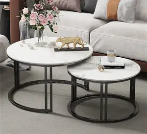 Twin Marble Nesting Living Room Coffee Table