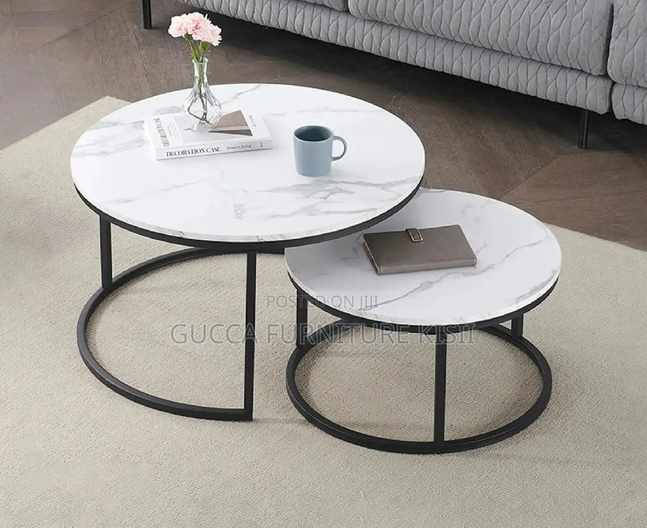 Twin Marble Nesting Living Room Coffee Table