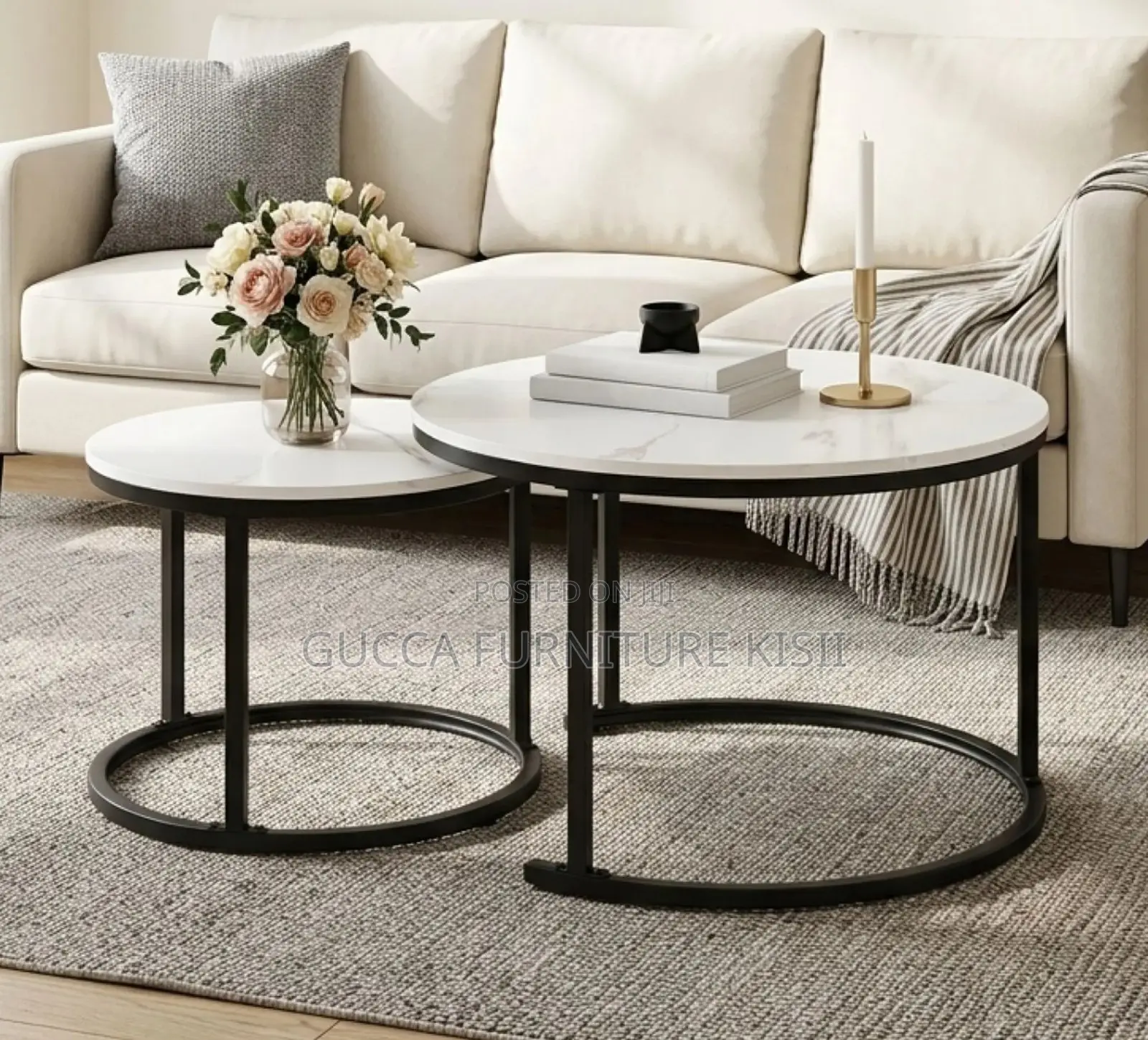 Twin Marble Nesting Living Room Coffee Table