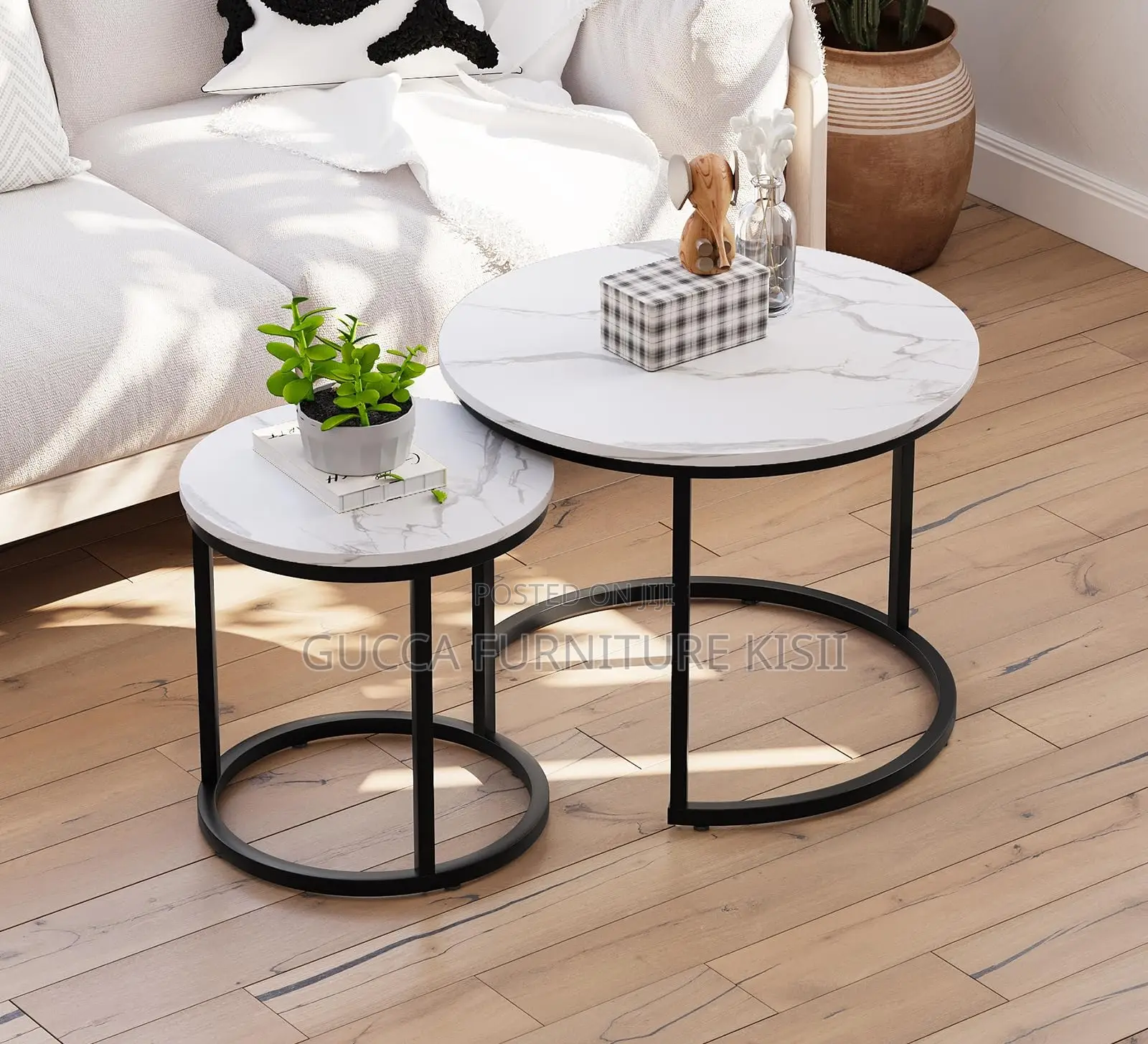 Twin Marble Nesting Living Room Coffee Table