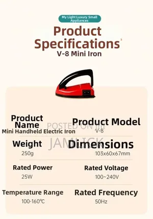 25W v-8 Mini Electric Iron Box – Foldable Handle - Pm