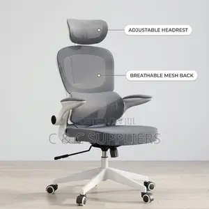 White Modern Mesh Chair With Flip Arm