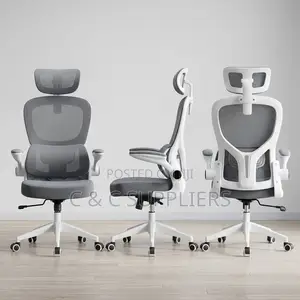 White Modern Mesh Chair With Flip Arm
