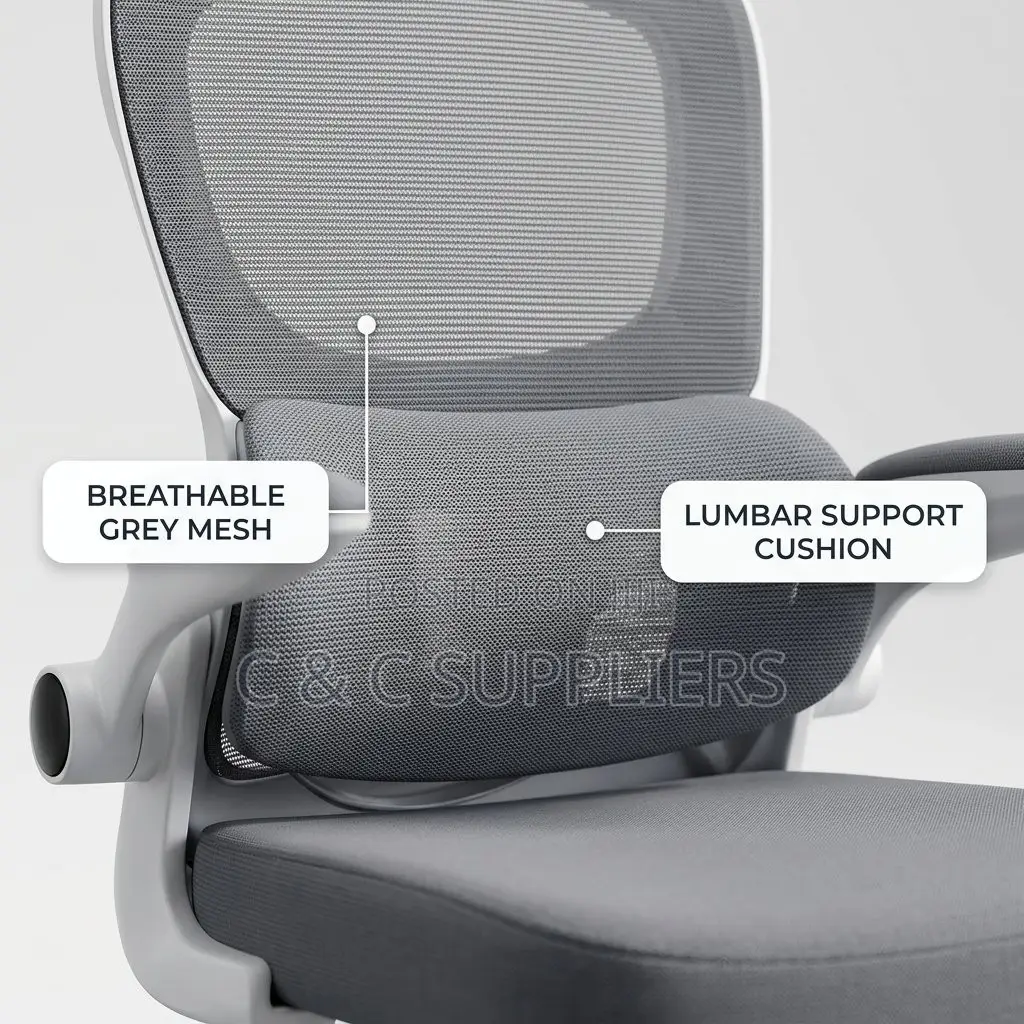 White Modern Mesh Chair With Flip Arm