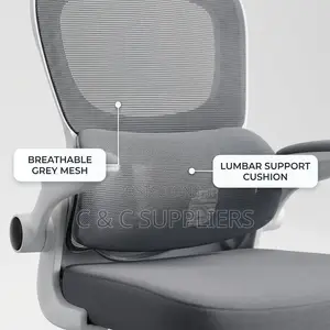 White Modern Mesh Chair With Flip Arm