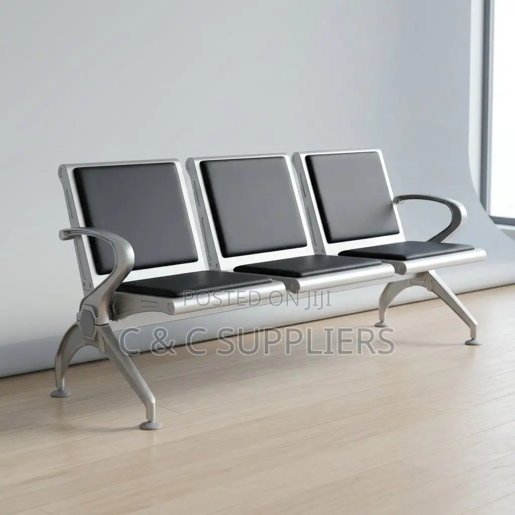3-Seater Padded Modern Bench-Black