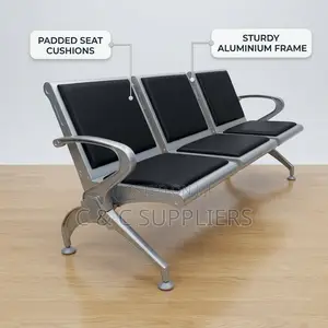 3-Seater Padded Modern Bench-Black