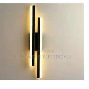 Modern Dual Linear LED Wall Light Sleek Black Staggered Strip Sconce
