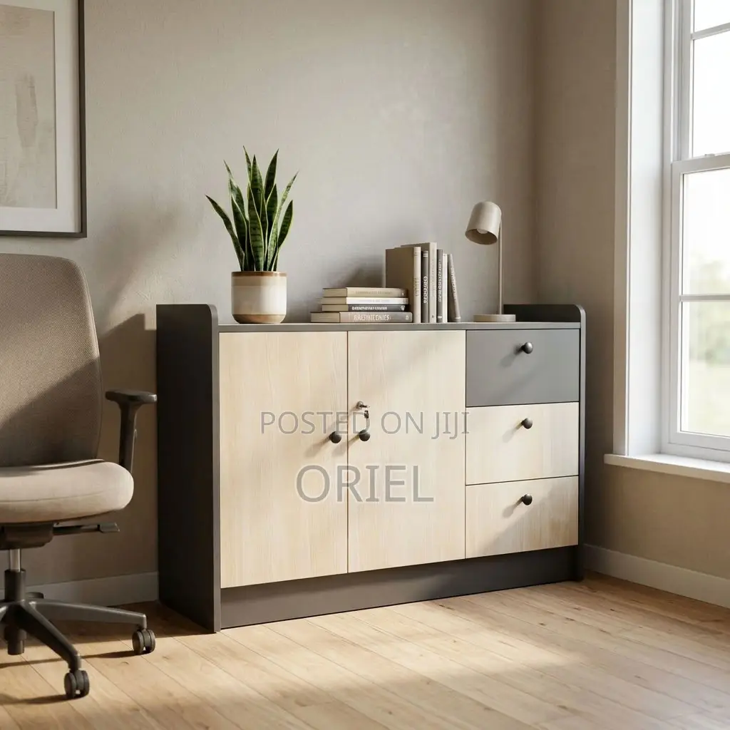 Office Credenza With 3 Drawers and 2 Doors – Modern Storage Cabinet